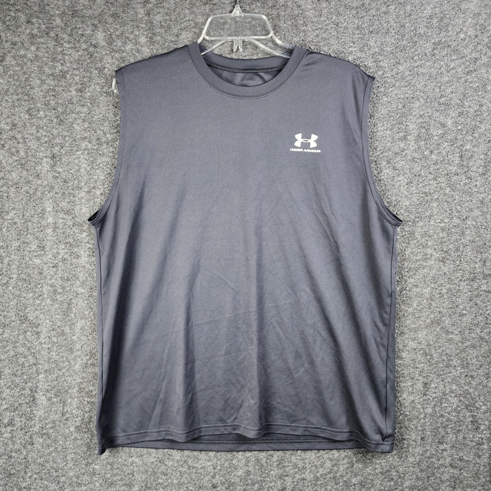 Under Armour Sleeveless Shirt Mens Medium Gray HeatGear Performance EUC